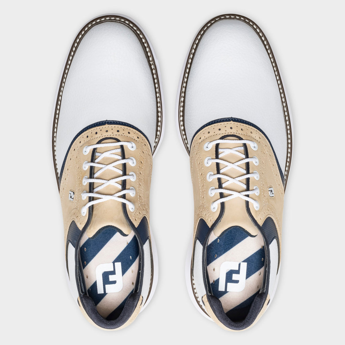 FOOTJOY TRADITIONS LE -- WHITE/KHAKI/NAVY