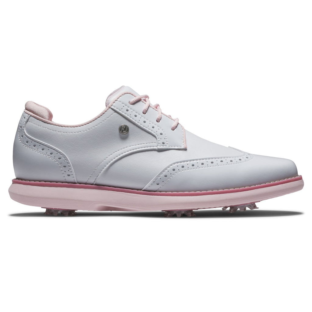 FOOTJOY WOMEN'S TRADITIONS WING TIP -- WHITE/PINK