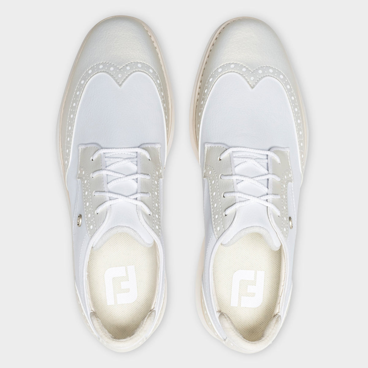 FOOTJOY WOMEN'S TRADITIONS WING TIP -- WHITE/GOLD